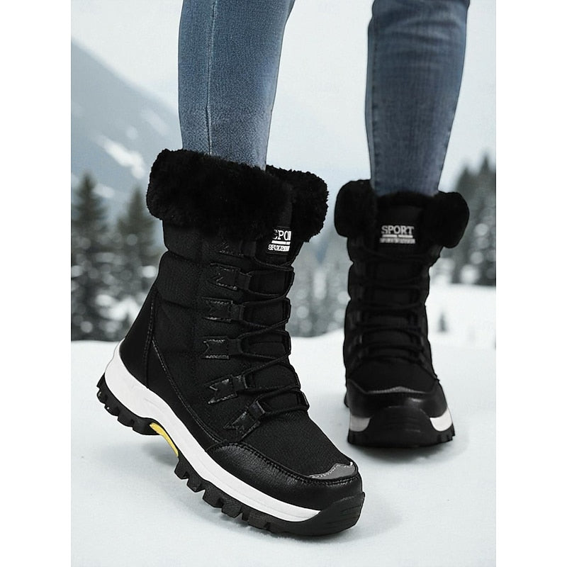 Winterboots Damen mit Kunstfell und Schnürung - 7 - Jasminaboutique.com