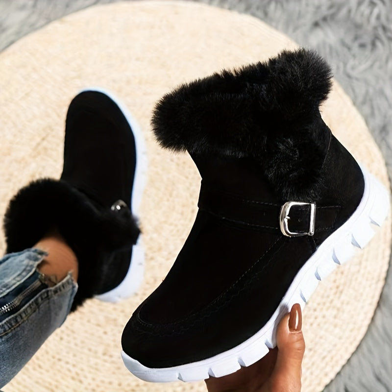 Winter Boots Damen mit Fellkragen und praktischem Reißverschluss - 1 - Jasminaboutique.com