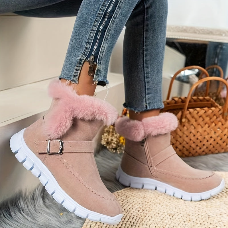 Winter Boots Damen mit Fellkragen und praktischem Reißverschluss - 3 - Jasminaboutique.com