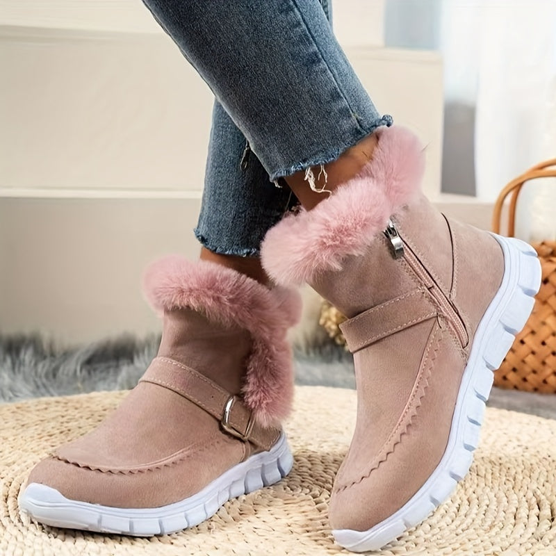 Winter Boots Damen mit Fellkragen und praktischem Reißverschluss - 4 - Jasminaboutique.com