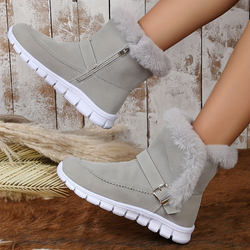 Winter Boots Damen mit Fellkragen und praktischem Reißverschluss - 8 - Jasminaboutique.com
