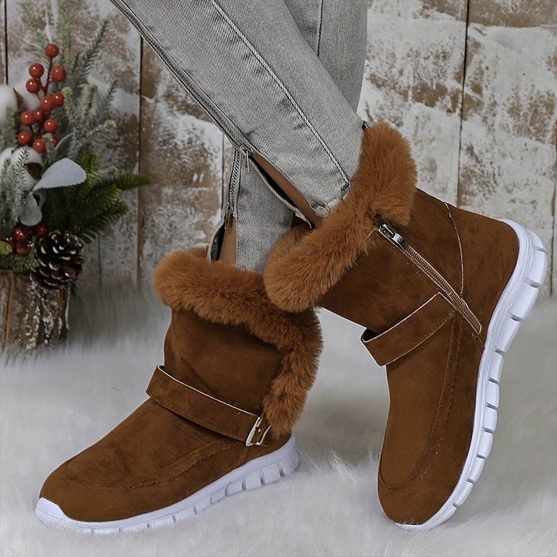 Winter Boots Damen mit Fellkragen und praktischem Reißverschluss - 9 - Jasminaboutique.com