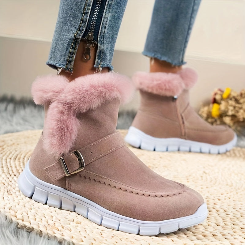 Winter Boots Damen mit Fellkragen und praktischem Reißverschluss - 10 - Jasminaboutique.com