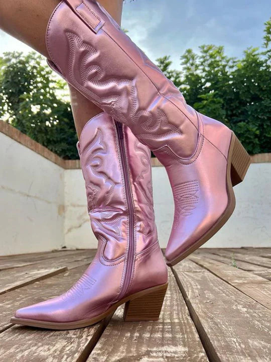 Western-Stil Stiefel Damen mit Reißverschluss und mittlerem Absatz - 3 - Jasminaboutique.com