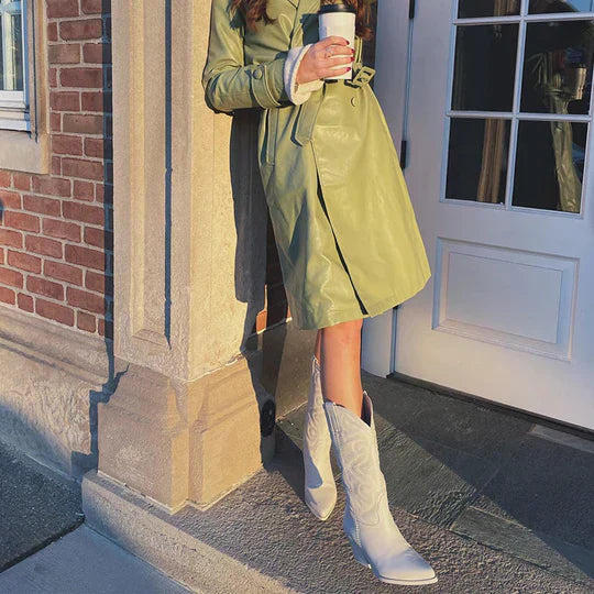 Western-Stil Stiefel Damen mit Reißverschluss und mittlerem Absatz - 10 - Jasminaboutique.com