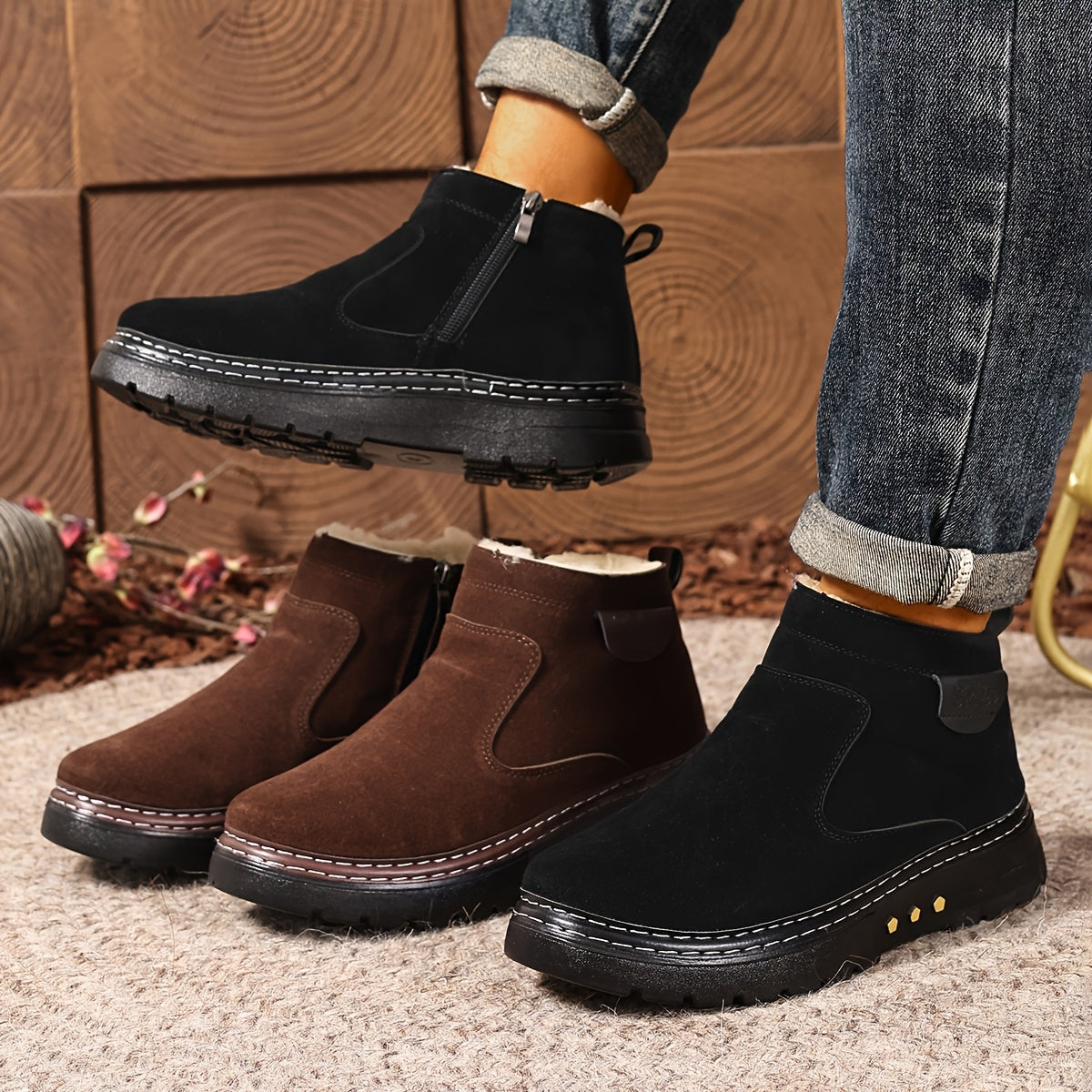 Stiefeletten Damen mit Reißverschluss und kuscheligem Innenfutter - 7 - Jasminaboutique.com