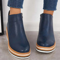 Ankle Boots Damen mit Keilabsatz und Reißverschluss - 6 - Jasminaboutique.com