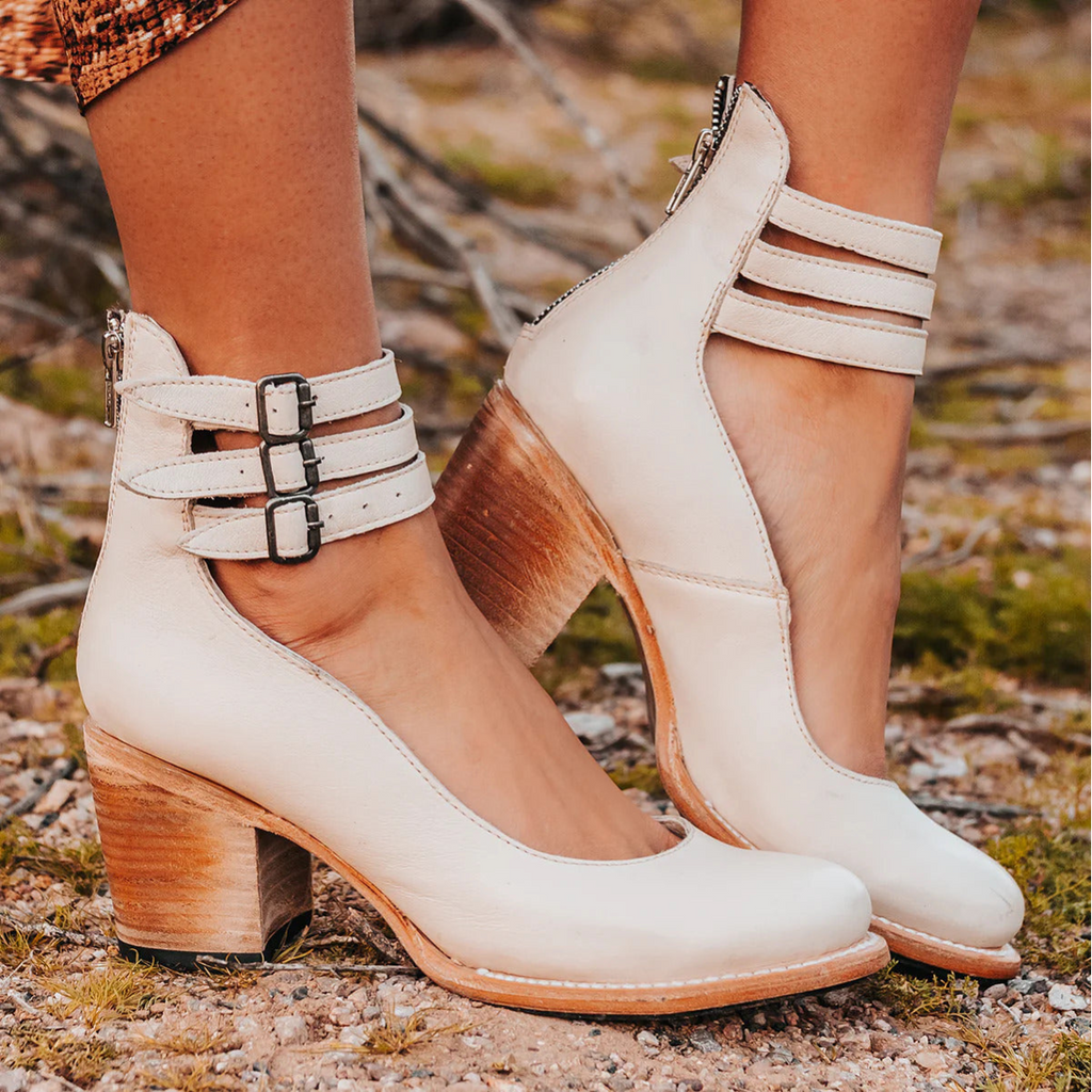 Block Heel Stiefeletten Damen mit Schnallen - 4 - Jasminaboutique.com