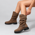 Slouch-Boots Damen mit Schnallen und Chunky-Sohle - 1 - Jasminaboutique.com