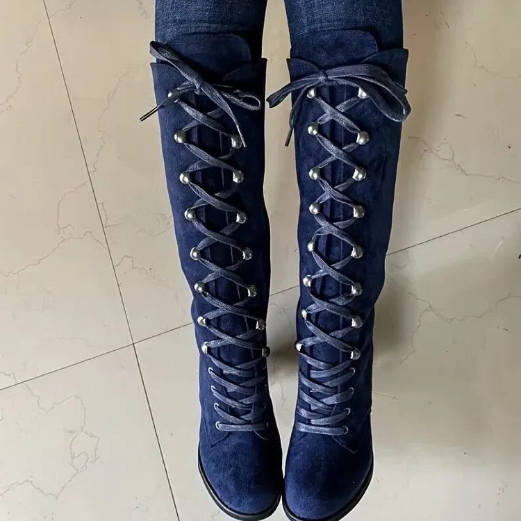 Knöchelhohe Stiefel Damen mit Schnürung und Blockabsatz - 7 - Jasminaboutique.com