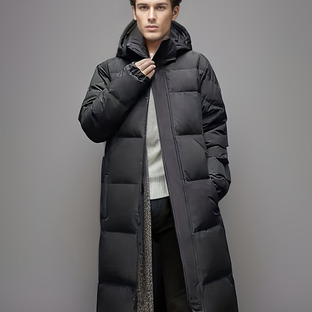 Herren Wintermantel lang mit Kapuze und taillierter Passform - 1 - Jasminaboutique.com