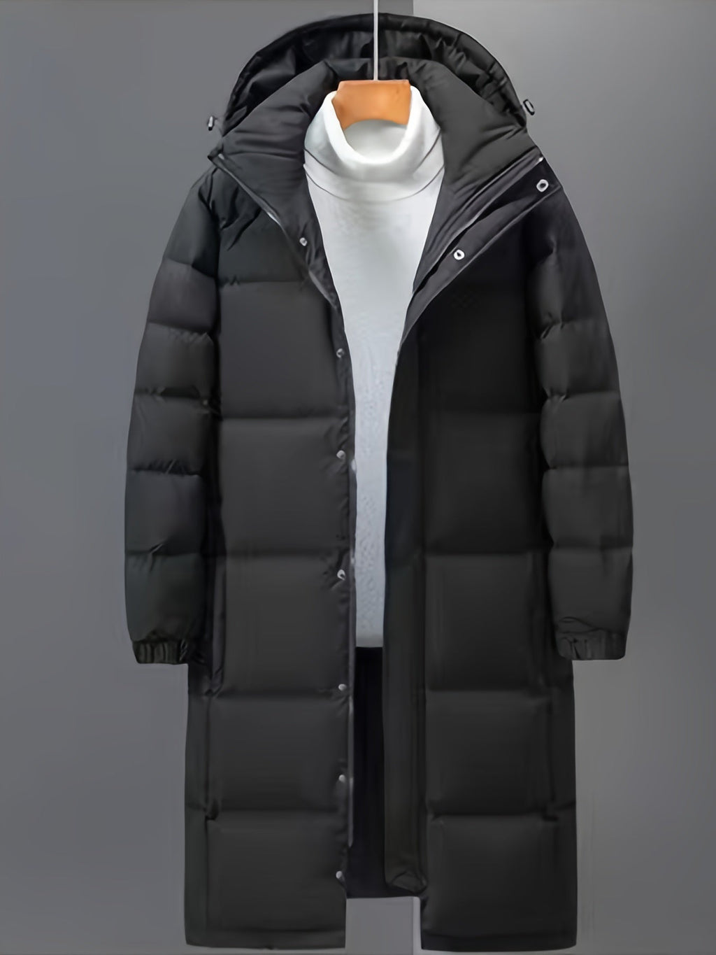 Herren Wintermantel lang mit Kapuze und taillierter Passform - 3 - Jasminaboutique.com