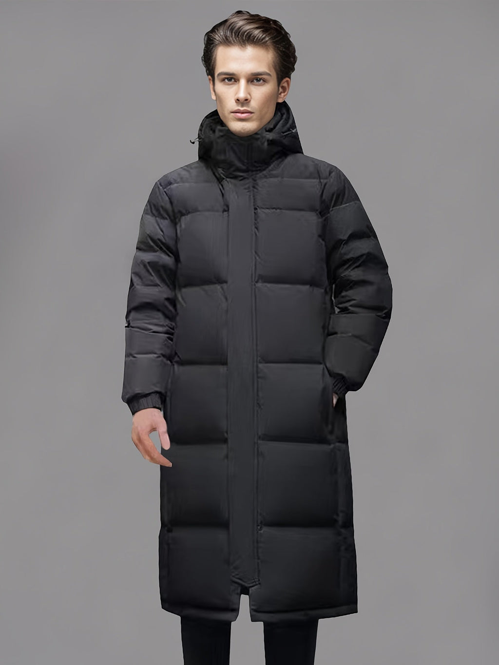 Herren Wintermantel lang mit Kapuze und taillierter Passform - 4 - Jasminaboutique.com