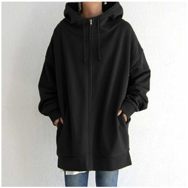 Hoodie Damen oversized mit Kapuze und Reißverschluss, lange Ärmel - 4 - Jasminaboutique.com