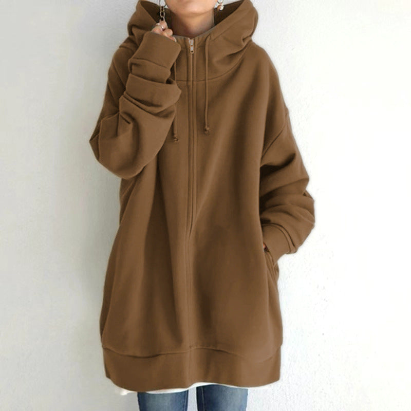 Hoodie Damen oversized mit Kapuze und Reißverschluss, lange Ärmel - 7 - Jasminaboutique.com