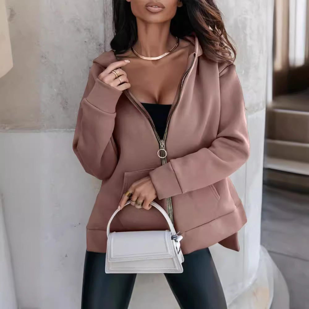 Hoodie Damen mit Reißverschluss und lockerem Schnitt - 2 - Jasminaboutique.com