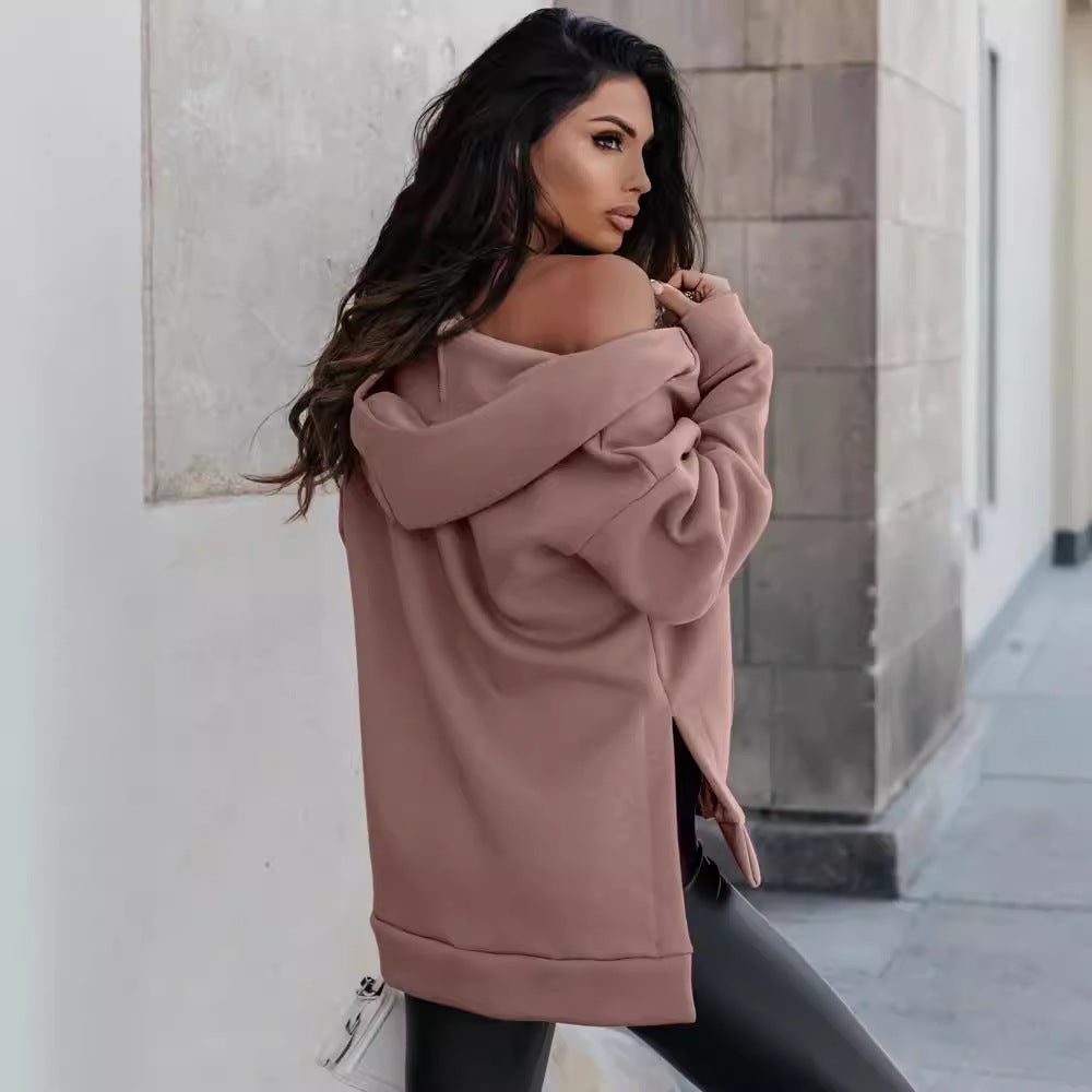 Hoodie Damen mit Reißverschluss und lockerem Schnitt - 4 - Jasminaboutique.com