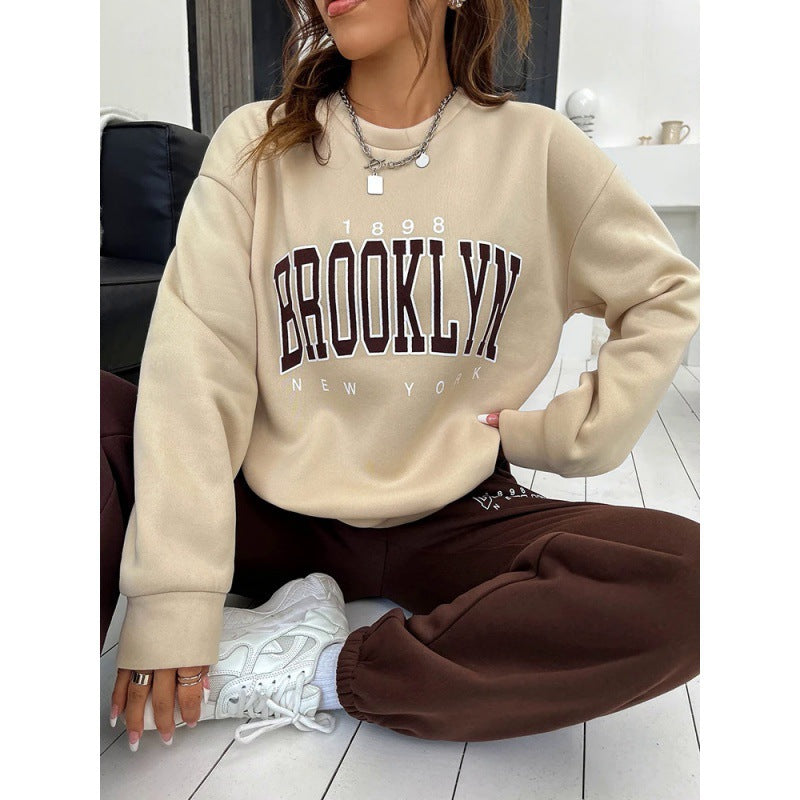 Hoodie Damen mit Aufdruck Brooklyn und lässigem Schnitt - 9 - Jasminaboutique.com