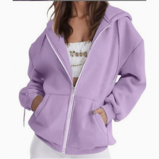 Hoodie Damen mit Reißverschluss und Kapuze, lässiger Schnitt - 1 - Jasminaboutique.com