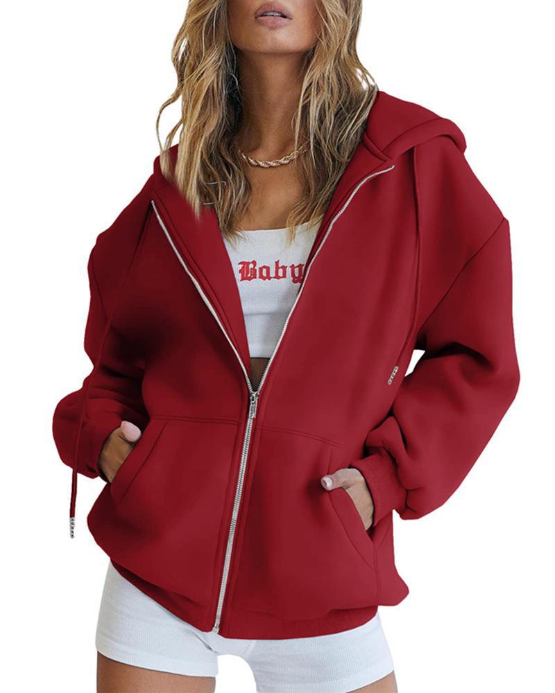 Hoodie Damen mit Reißverschluss und Kapuze, lässiger Schnitt - 9 - Jasminaboutique.com