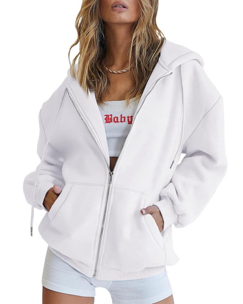Hoodie Damen mit Reißverschluss und Kapuze, lässiger Schnitt - 20 - Jasminaboutique.com