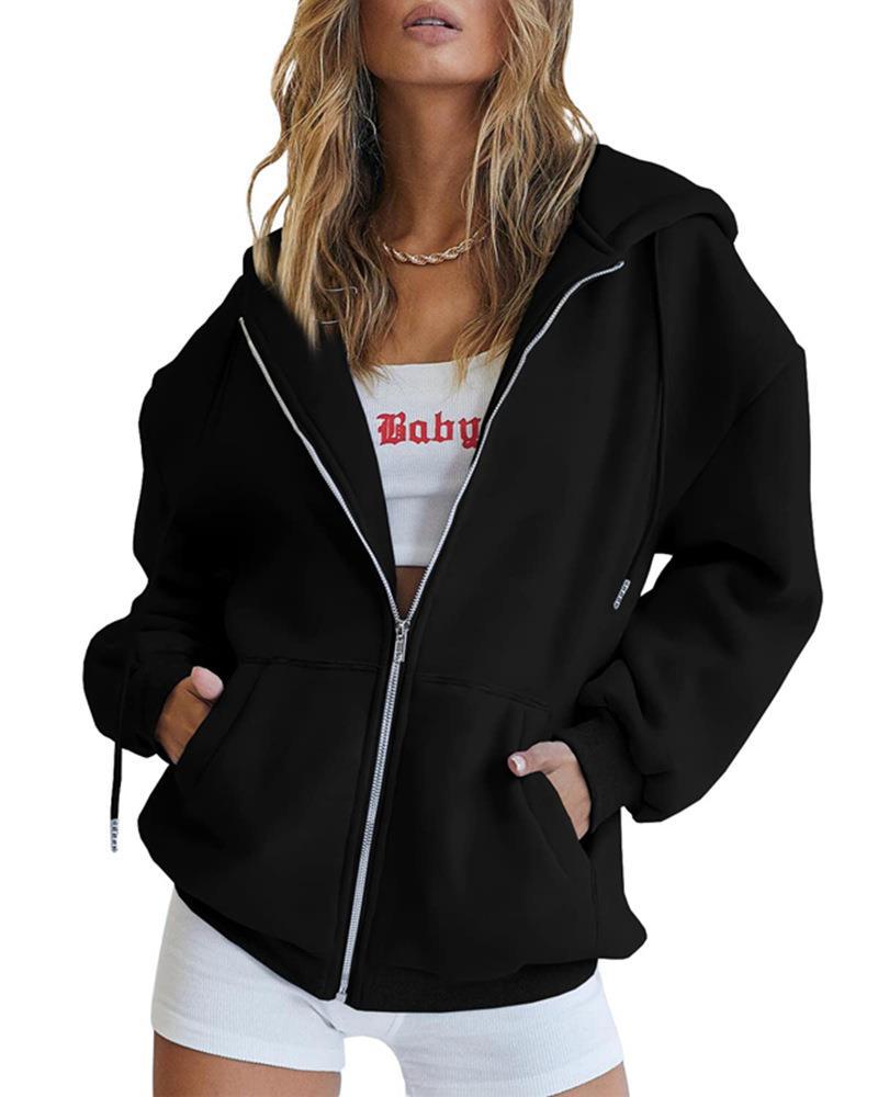 Hoodie Damen mit Reißverschluss und Kapuze, lässiger Schnitt - 21 - Jasminaboutique.com
