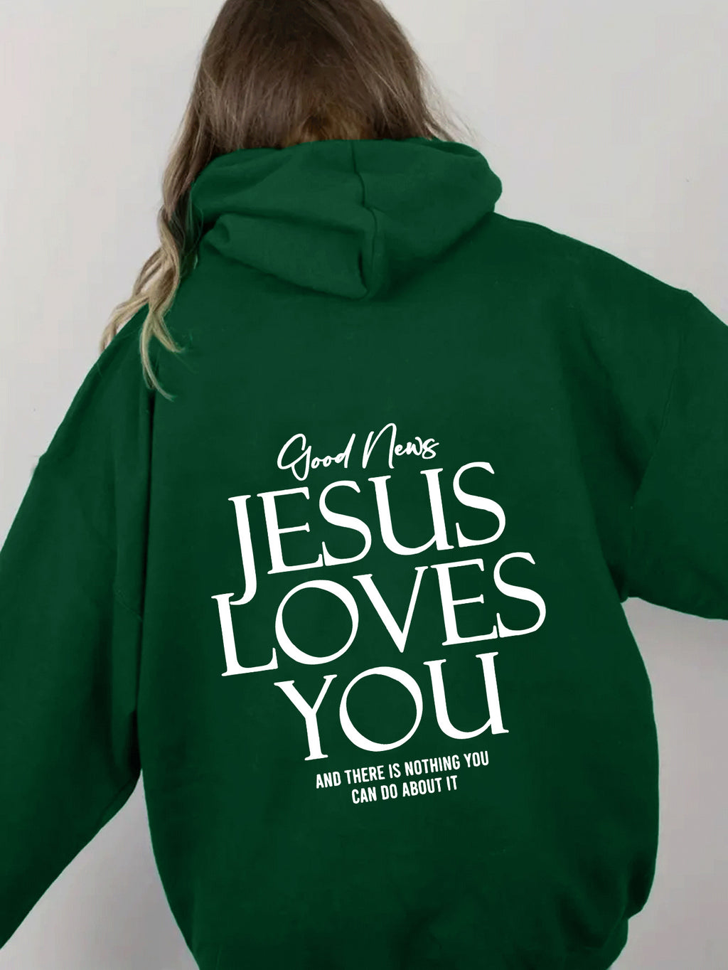Hoodie Damen mit Kapuze und Aufdruck "Jesus liebt dich" - 4 - Jasminaboutique.com