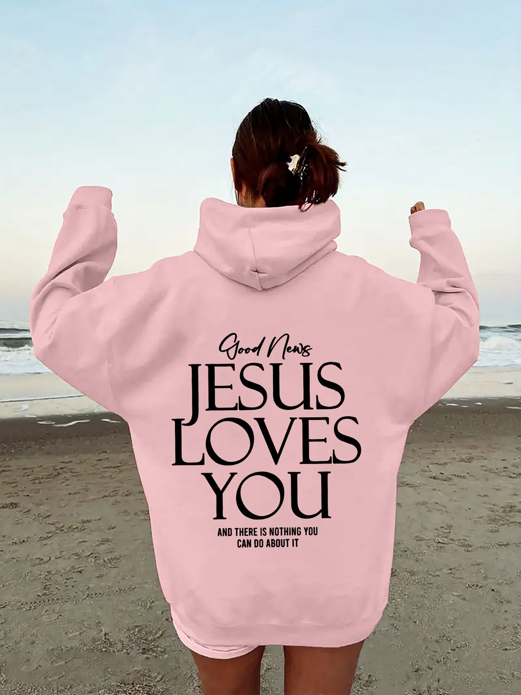Hoodie Damen mit Kapuze und Aufdruck "Jesus liebt dich" - 5 - Jasminaboutique.com