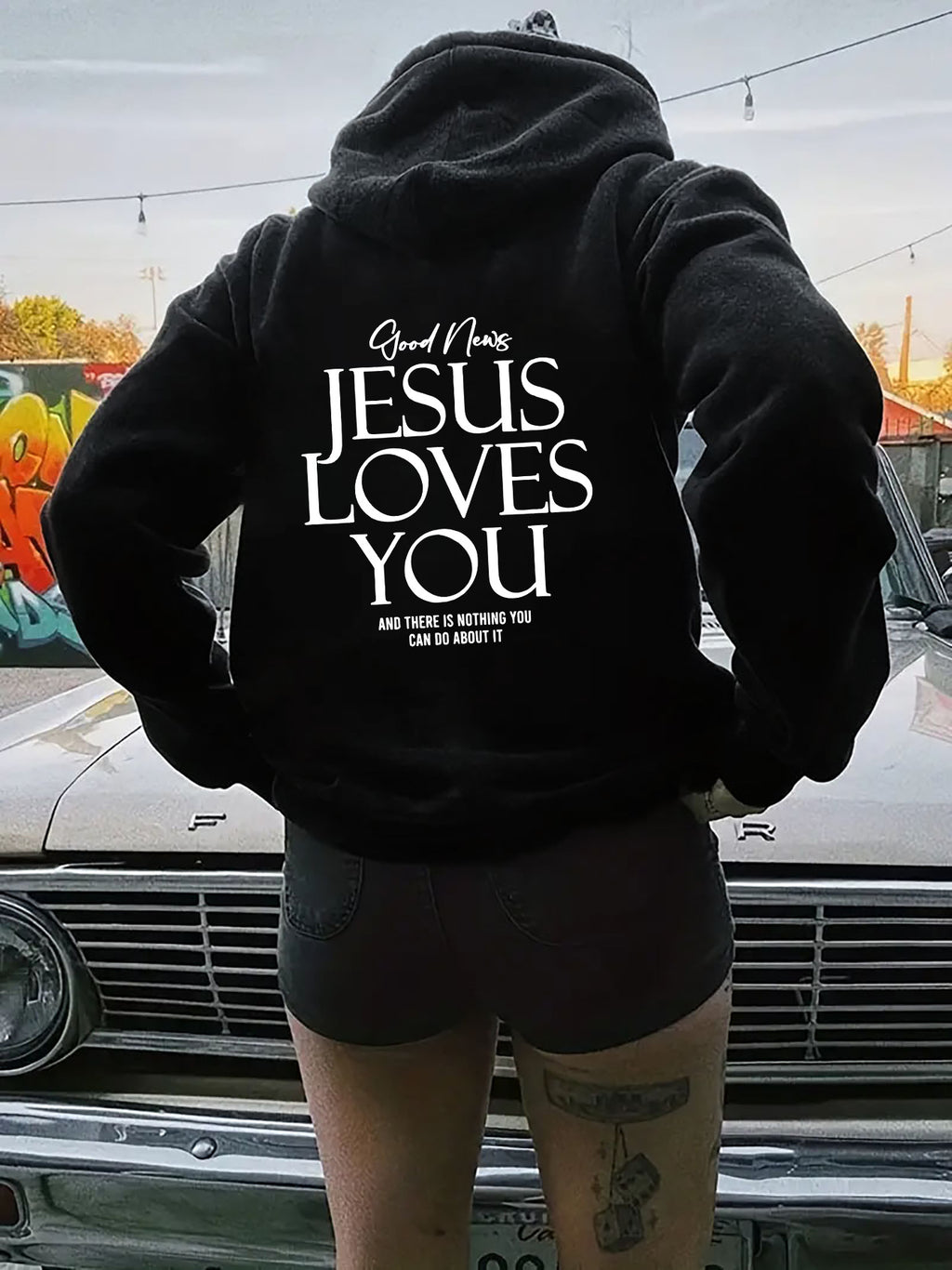Hoodie Damen mit Kapuze und Aufdruck "Jesus liebt dich" - 8 - Jasminaboutique.com