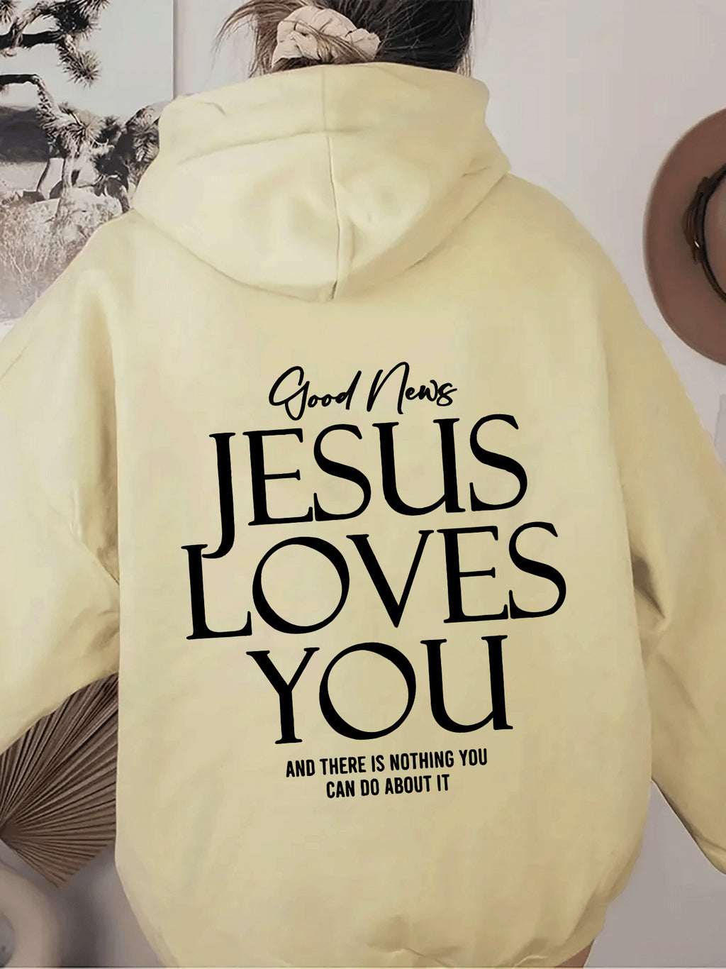 Hoodie Damen mit Kapuze und Aufdruck "Jesus liebt dich" - 10 - Jasminaboutique.com