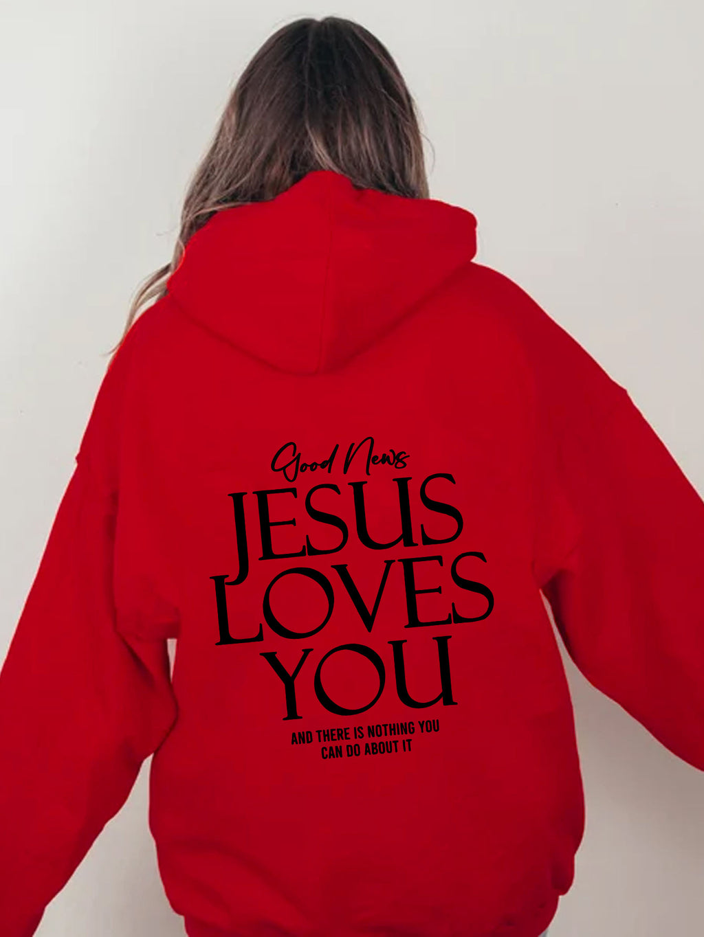 Hoodie Damen mit Kapuze und Aufdruck "Jesus liebt dich" - 12 - Jasminaboutique.com