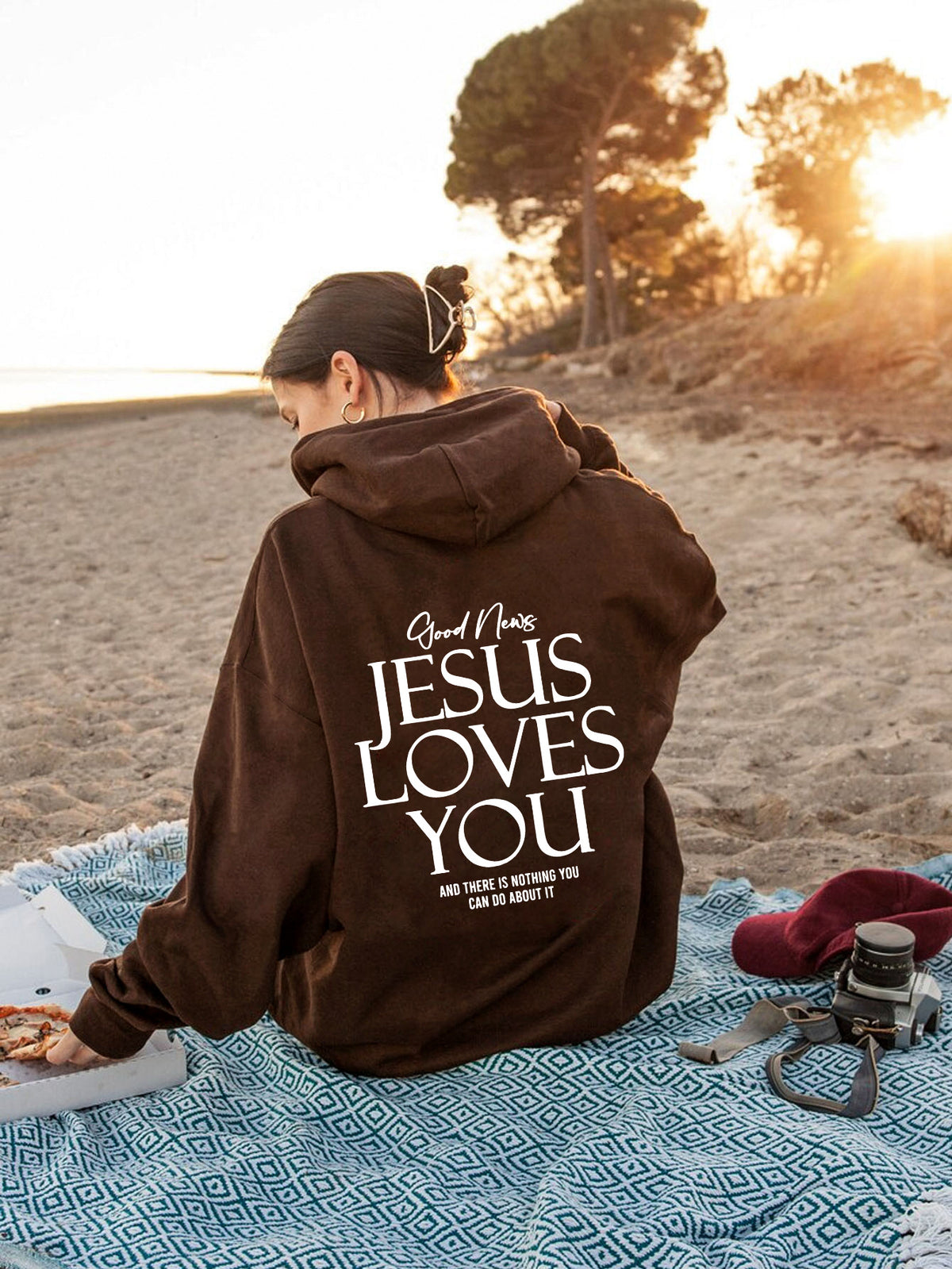 Hoodie Damen mit Kapuze und Aufdruck "Jesus liebt dich" - 14 - Jasminaboutique.com