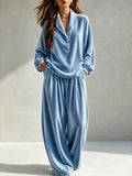 Lounge Set Damen mit Langarm und weit geschnittenen Hosen - 6 - Jasminaboutique.com