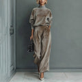Lounge Set Damen mit Hohem Kragen und Weitem Bein - 10 - Jasminaboutique.com