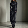 Jumpsuit Damen mit Stehkragen, Langarm und weitem Schnitt - 2 - Jasminaboutique.com