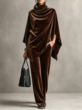 Zwei-teiliger Damen Set mit Turtleneck und weitem Bein - 1 - Jasminaboutique.com