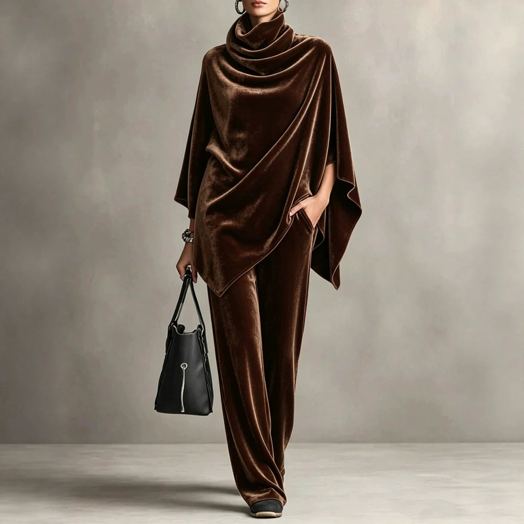 Zwei-teiliger Damen Set mit Turtleneck und weitem Bein - 3 - Jasminaboutique.com