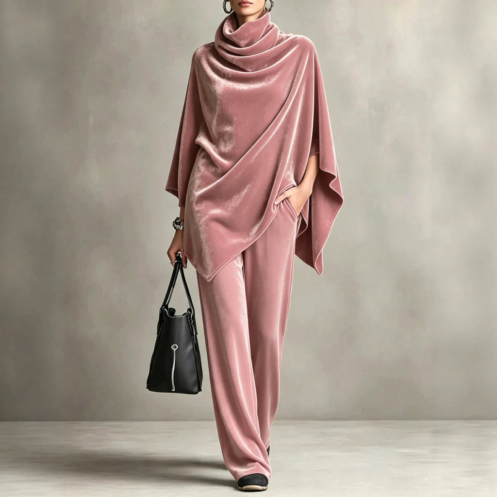 Zwei-teiliger Damen Set mit Turtleneck und weitem Bein - 5 - Jasminaboutique.com