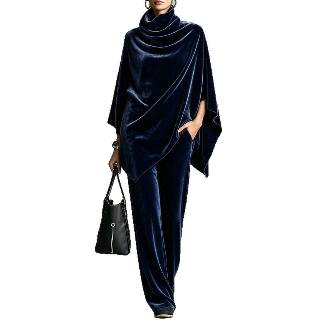 Zwei-teiliger Damen Set mit Turtleneck und weitem Bein - 10 - Jasminaboutique.com