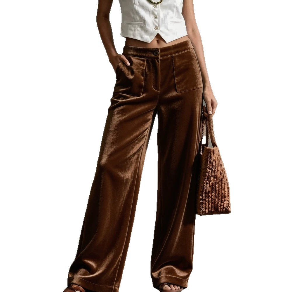 Weite Hosen Damen mit Hoher Taille und Taschen - 10 - Jasminaboutique.com