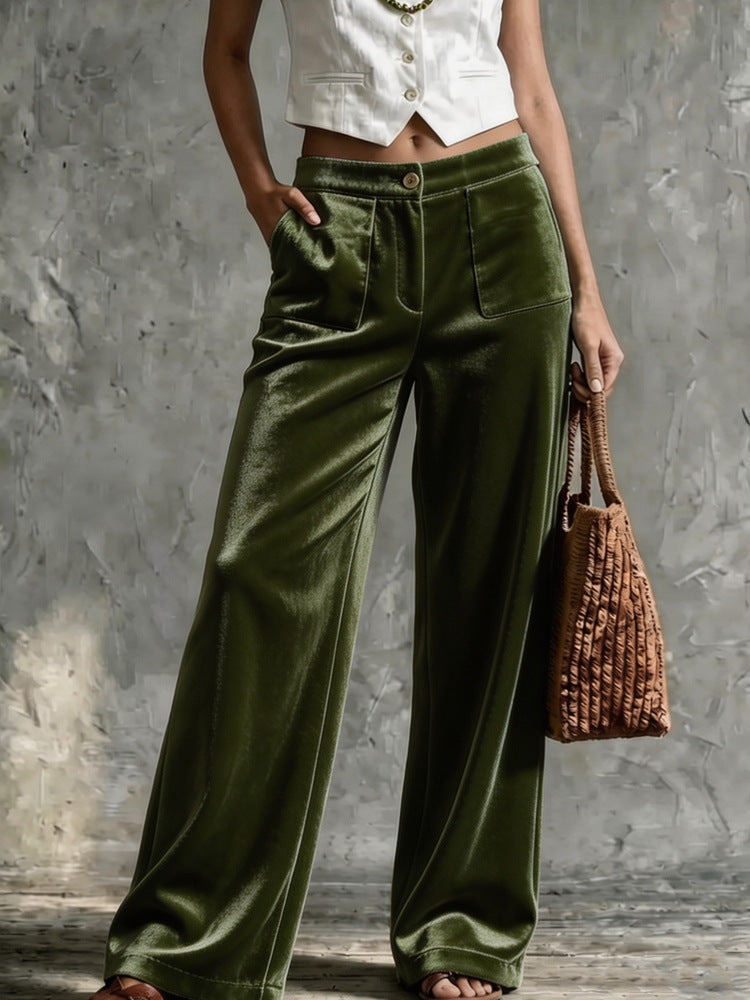 Weite Hosen Damen mit Hoher Taille und Taschen - 11 - Jasminaboutique.com