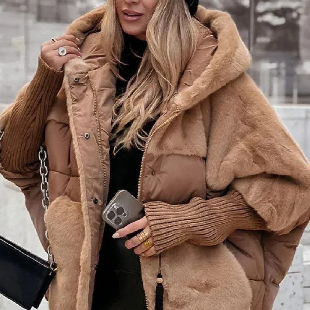 Wickeljacke Damen mit Kapuze, lockere Passform und auffälligem Design - 1 - Jasminaboutique.com