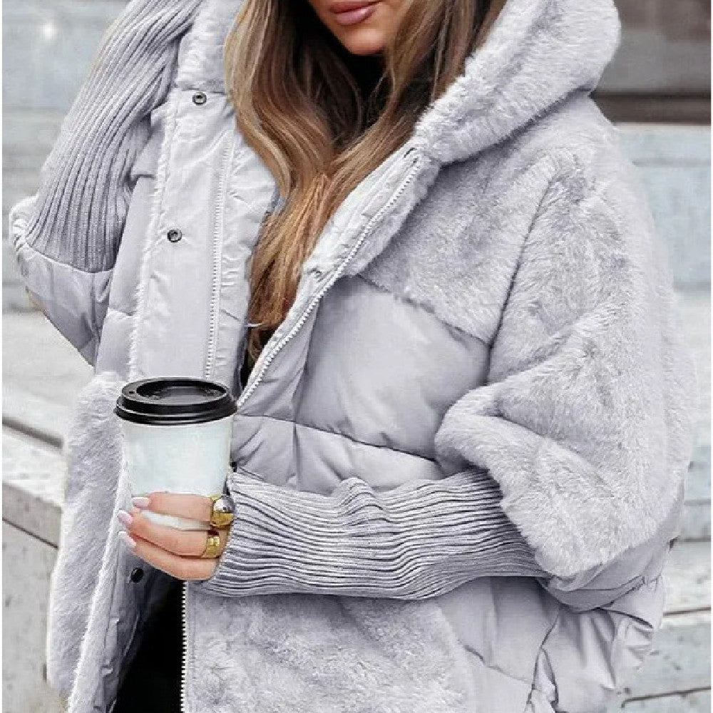 Wickeljacke Damen mit Kapuze, lockere Passform und auffälligem Design - 3 - Jasminaboutique.com