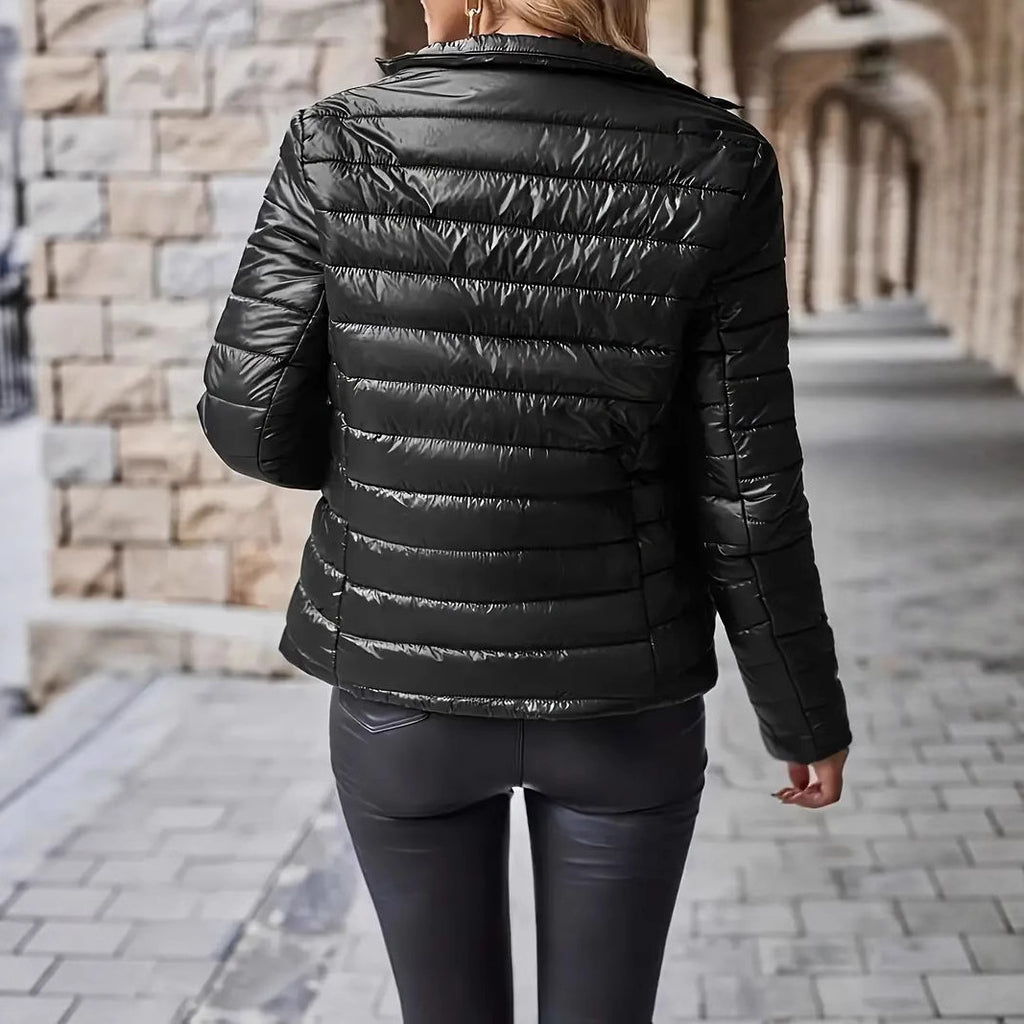 Steppjacke Damen mit Stehkragen und Reißverschlusstaschen - 5 - Jasminaboutique.com