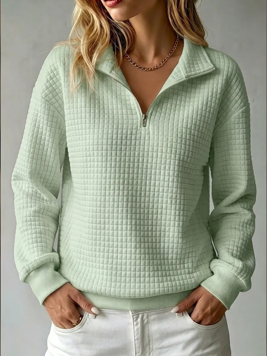 Sweatshirt Damen mit Stehkragen und Reißverschluss, Oversize-Schnitt - 3 - Jasminaboutique.com