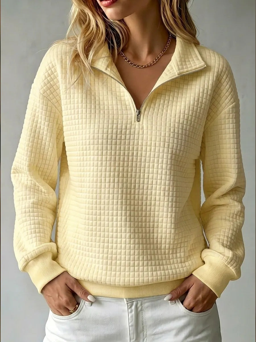 Sweatshirt Damen mit Stehkragen und Reißverschluss, Oversize-Schnitt - 13 - Jasminaboutique.com