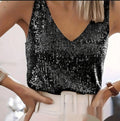 Tank Top Damen mit V-Ausschnitt und Glitzer-Details - 3 - Jasminaboutique.com