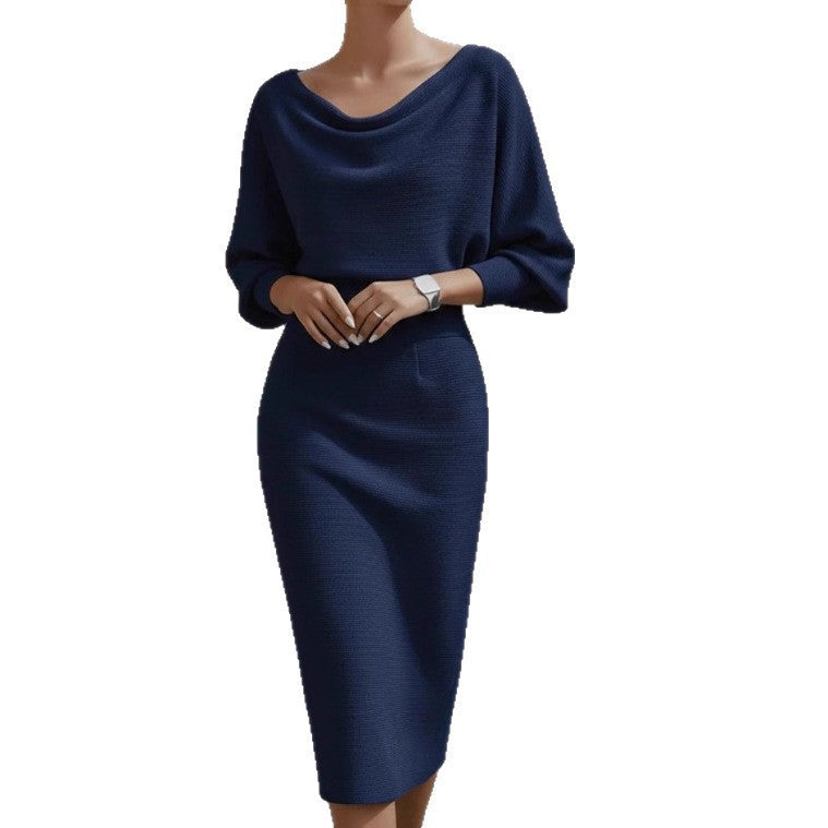 Midi Kleid Damen mit U-Boot-Ausschnitt und Puffärmeln - 11 - Jasminaboutique.com