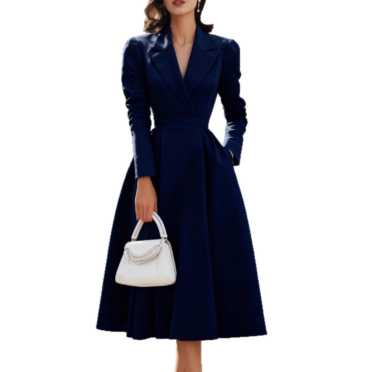 Wickelkleid Damen mit V-Ausschnitt und tailliertem Schnitt - 7 - Jasminaboutique.com