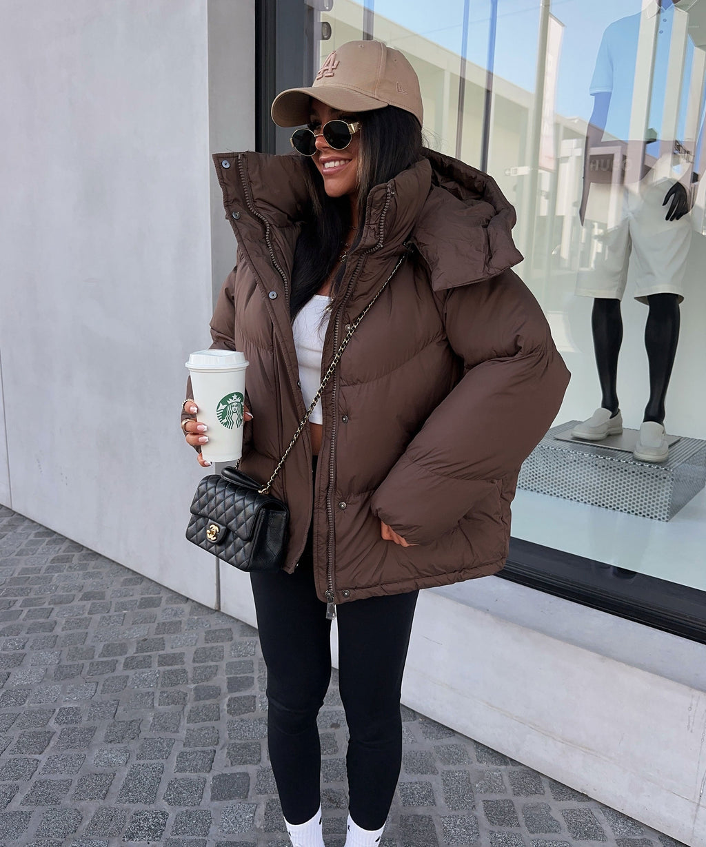 Pufferjacke Damen mit Kapuze und Oversize-Schnitt - 4 - Jasminaboutique.com